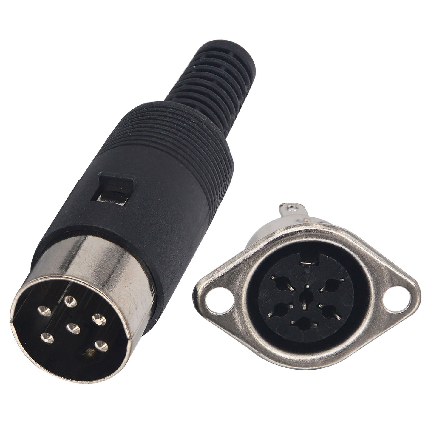 YOTENKO Pack-5 DIN 6 Pin Male Plug Solder Connector + Female Adapter Recessed Socket Panel Mount AV Adapter Audio Socket for Digital Audio Devices
