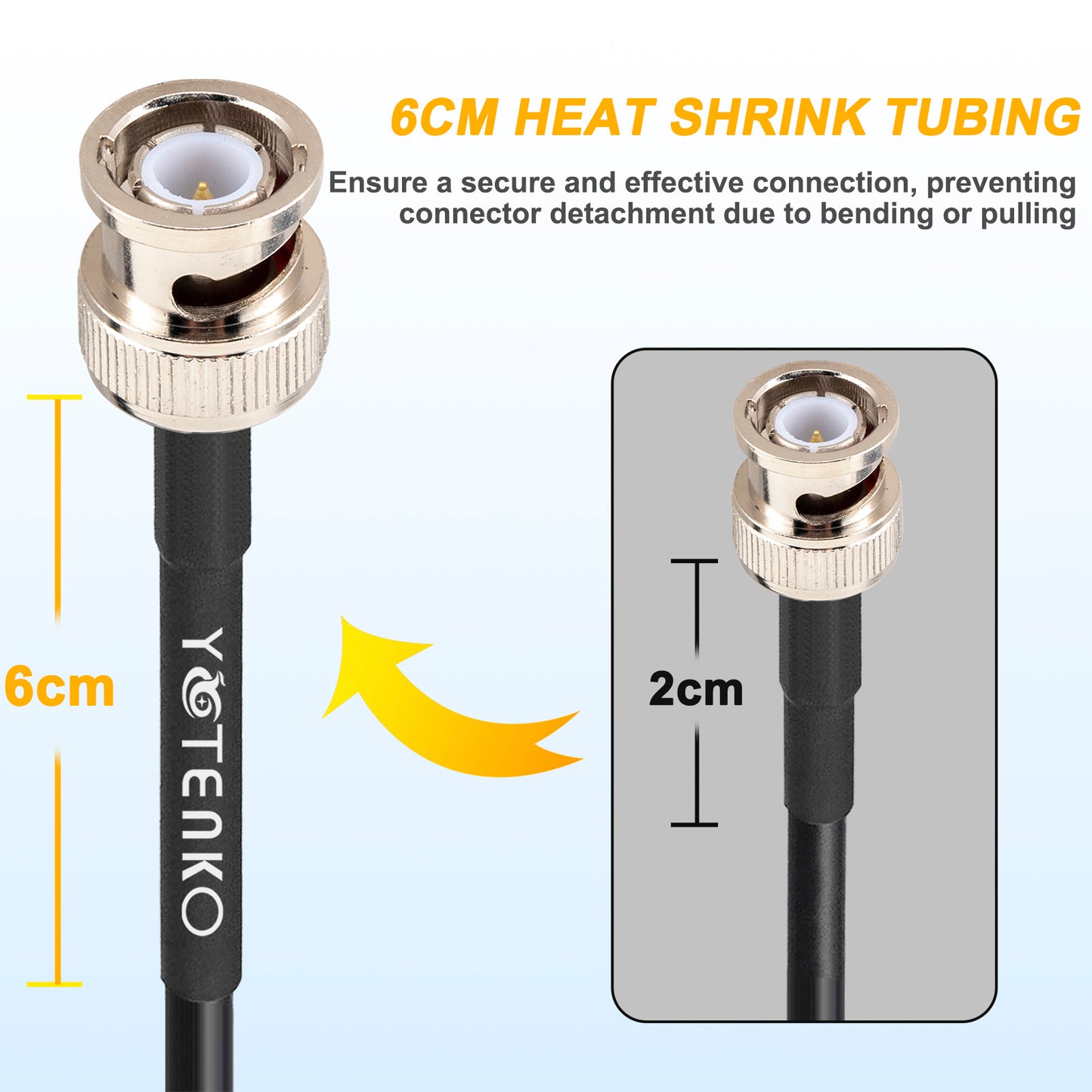 YOTENKO BNC Cable 50 Ohm BNC Male to BNC Male Extension Cable RG58 Coax Cable + Set of 3 BNC Female to BNC Female/SMA Male/SMA Female Connector Adapters