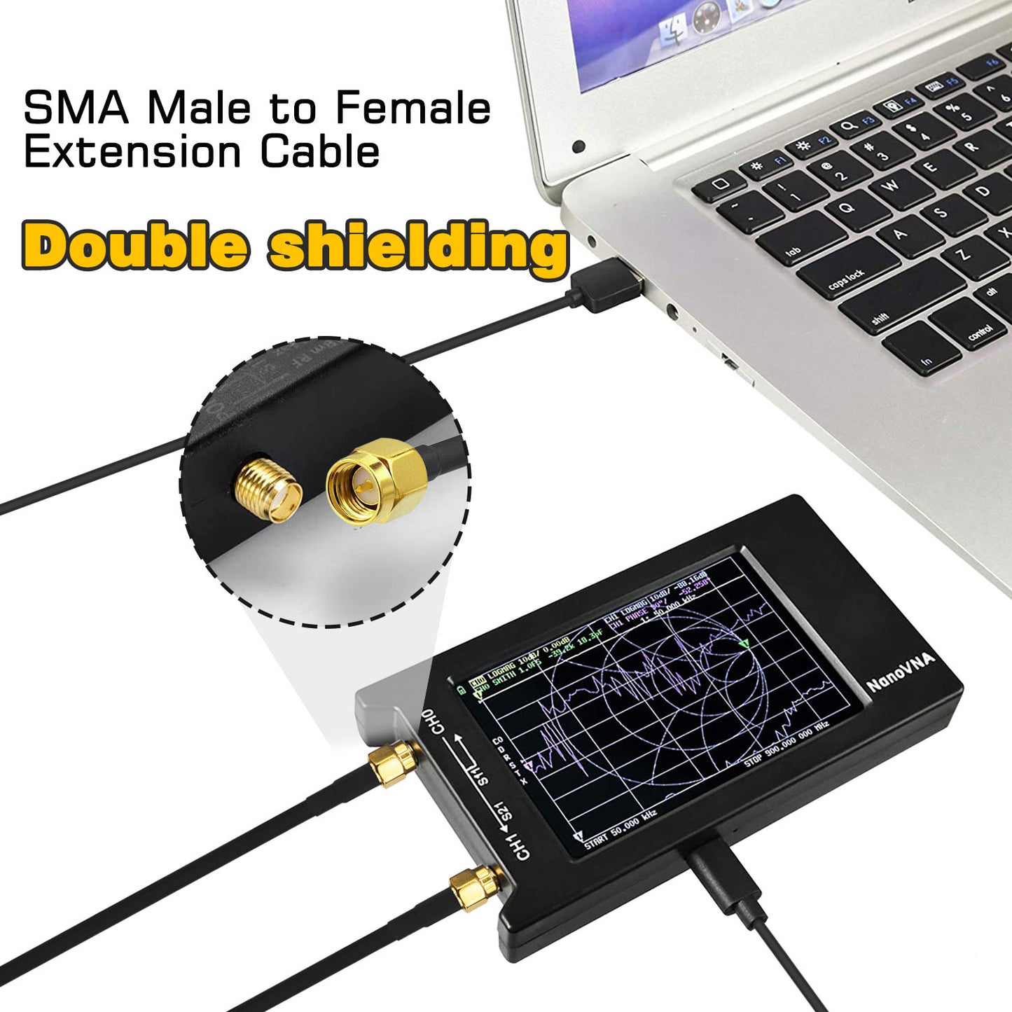 YOTENKO SMA Male to SMA Female RG58 Coaxial Cable SMA Antenna Extension Cable Relocation Cable