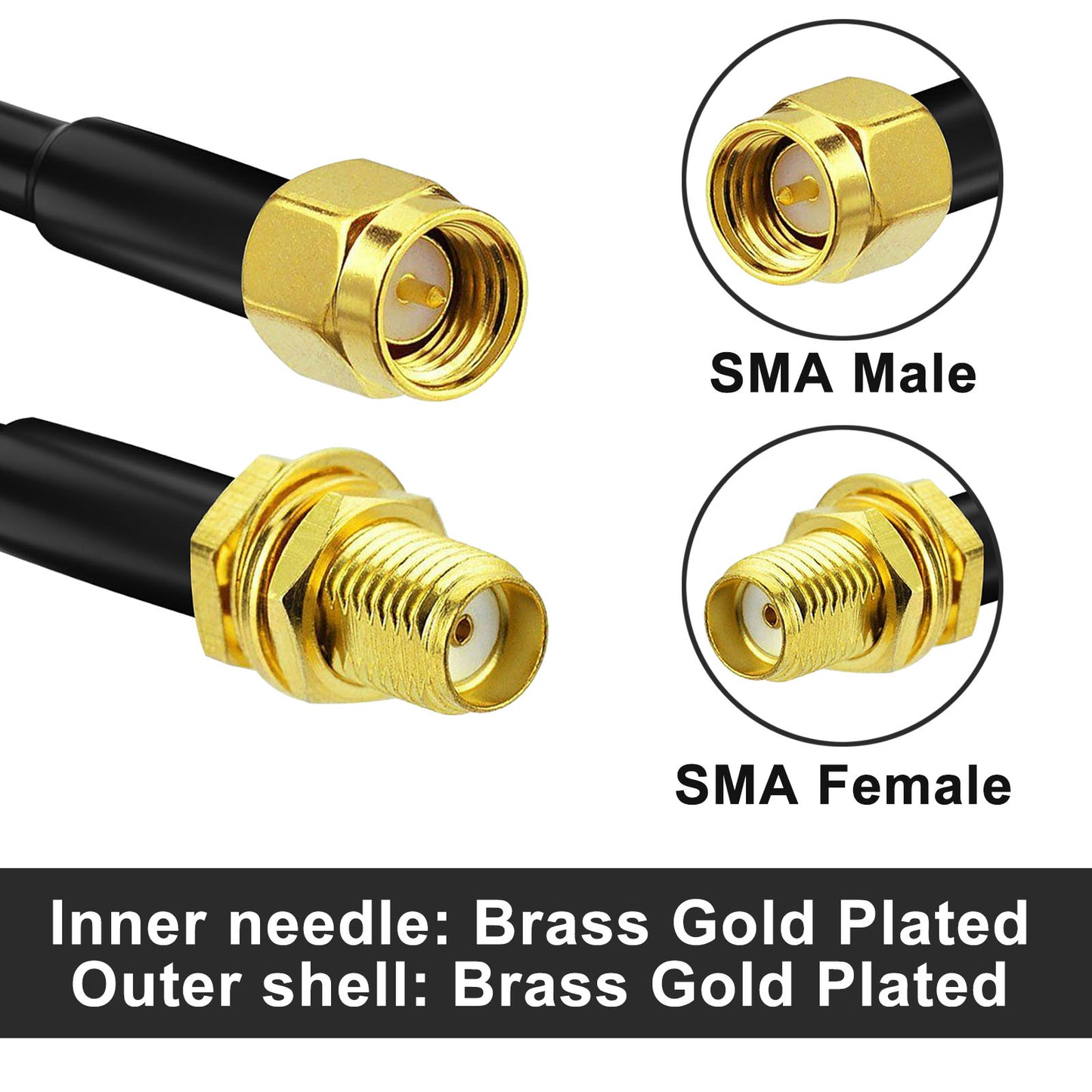 YOTENKO SMA Male to SMA Female RG58 Coaxial Cable SMA Antenna Extension Cable Relocation Cable
