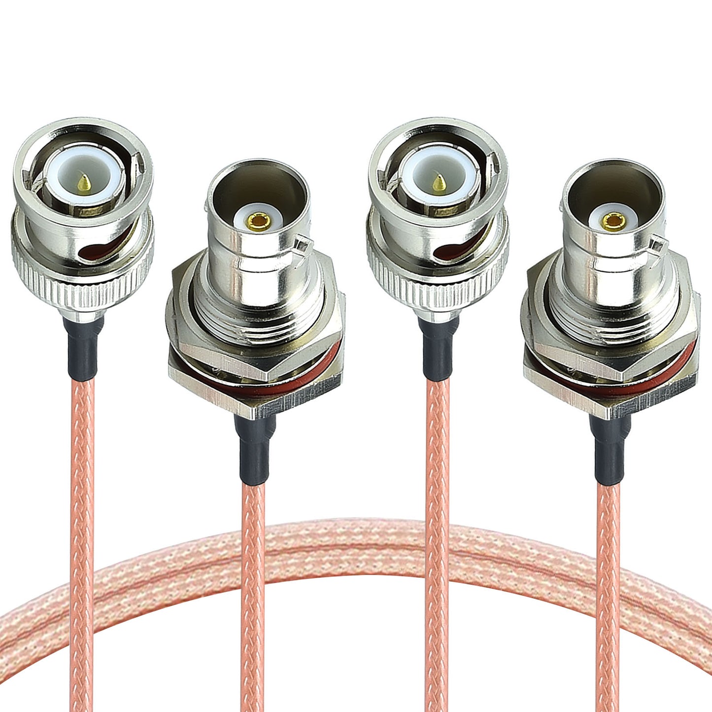 YOTENKO BNC Male to BNC Female Bulkhead Mount Coaxial Cable 2-Pack 50 Ohm BNC Extension Cable RG316 Extension Coaxial Line Cable