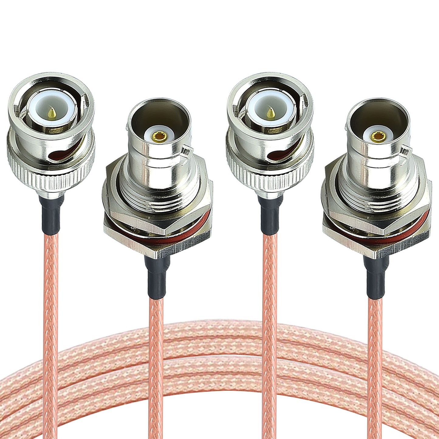 YOTENKO BNC Male to BNC Female Bulkhead Mount Coaxial Cable 2-Pack 50 Ohm BNC Extension Cable RG316 Extension Coaxial Line Cable