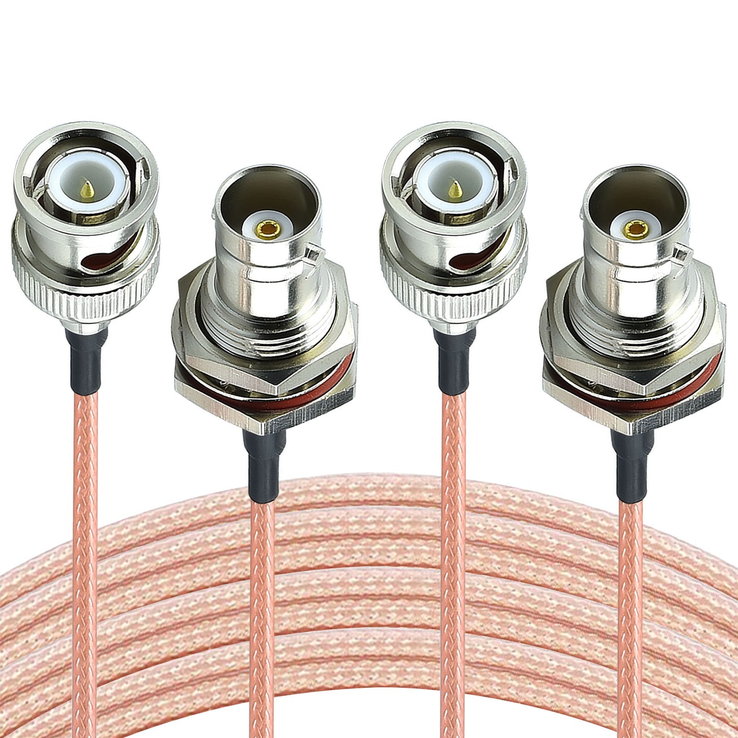 YOTENKO BNC Male to BNC Female Bulkhead Mount Coaxial Cable 2-Pack 50 Ohm BNC Extension Cable RG316 Extension Coaxial Line Cable