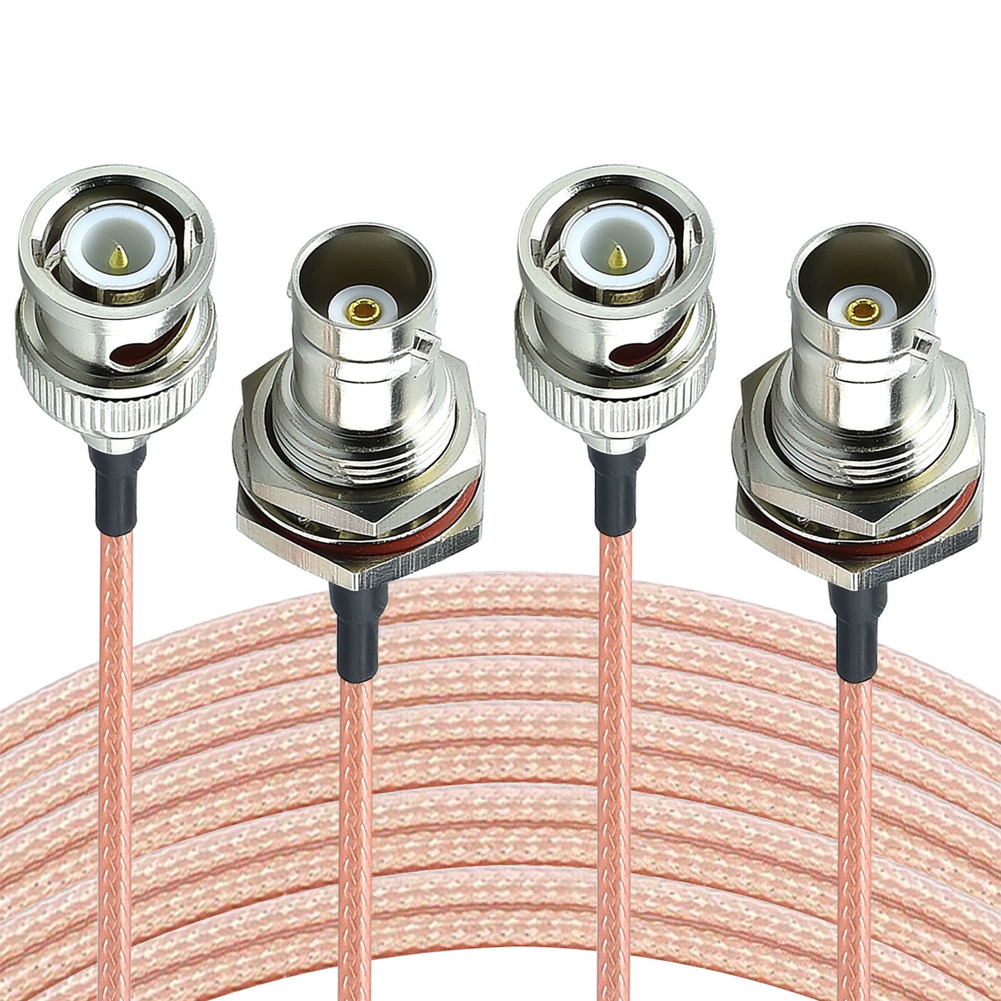 YOTENKO BNC Male to BNC Female Bulkhead Mount Coaxial Cable 2-Pack 50 Ohm BNC Extension Cable RG316 Extension Coaxial Line Cable