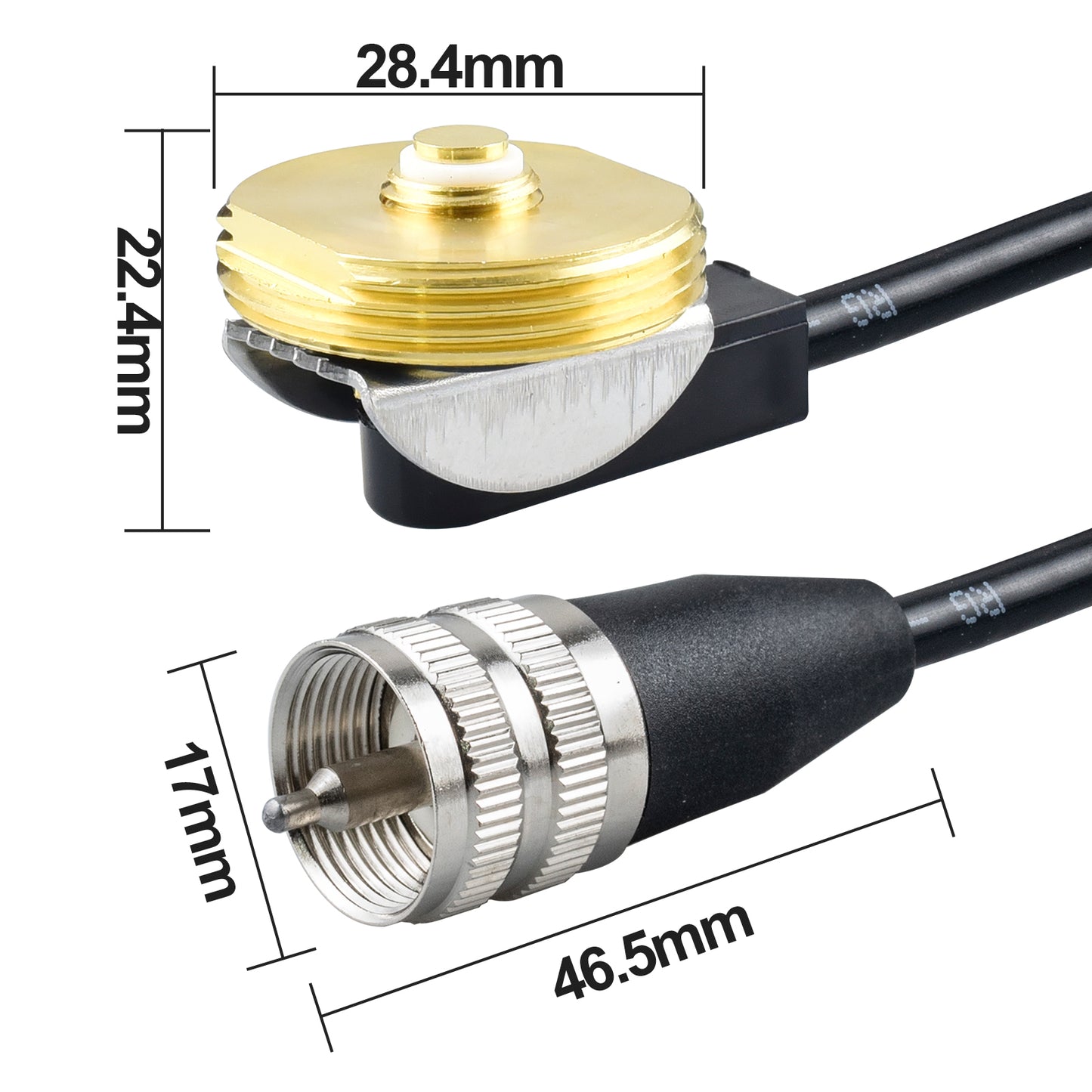 YOTENKO Adjustable NMO Antenna Lip Mount w/UHF PL259 Male Connector RG58U Cable 5M/16.4FT