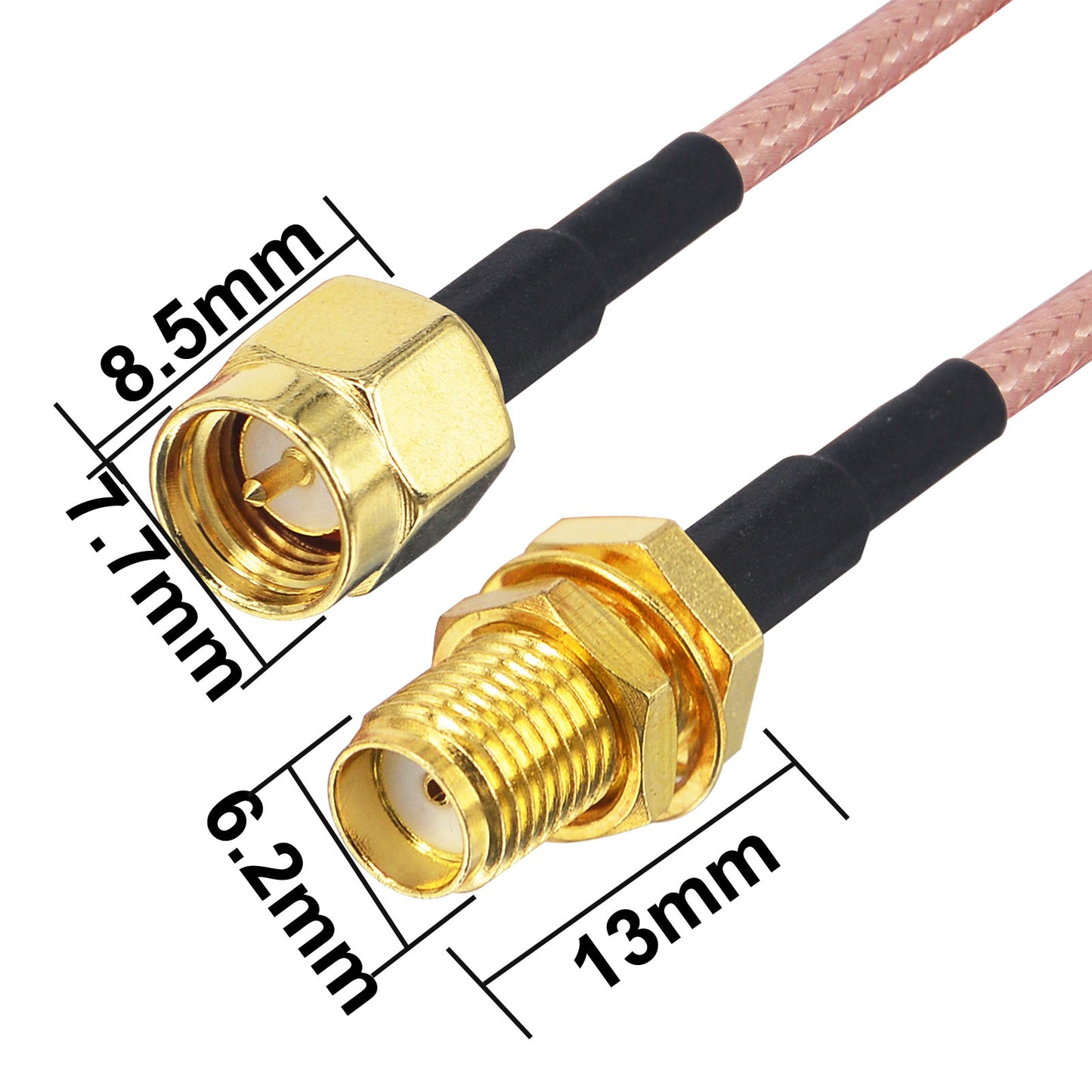 YOTENKO SMA Male to SMA Female Bulkhead Mount Cable 2M 6.5FT RF Connector RG316 SMA Antenna Extension Cable