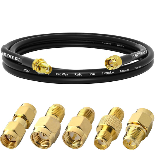 YOTENKO SMA Male to SMA Female RG58 Coaxial Cable + 5pcs SMA RF Coax Connector Set