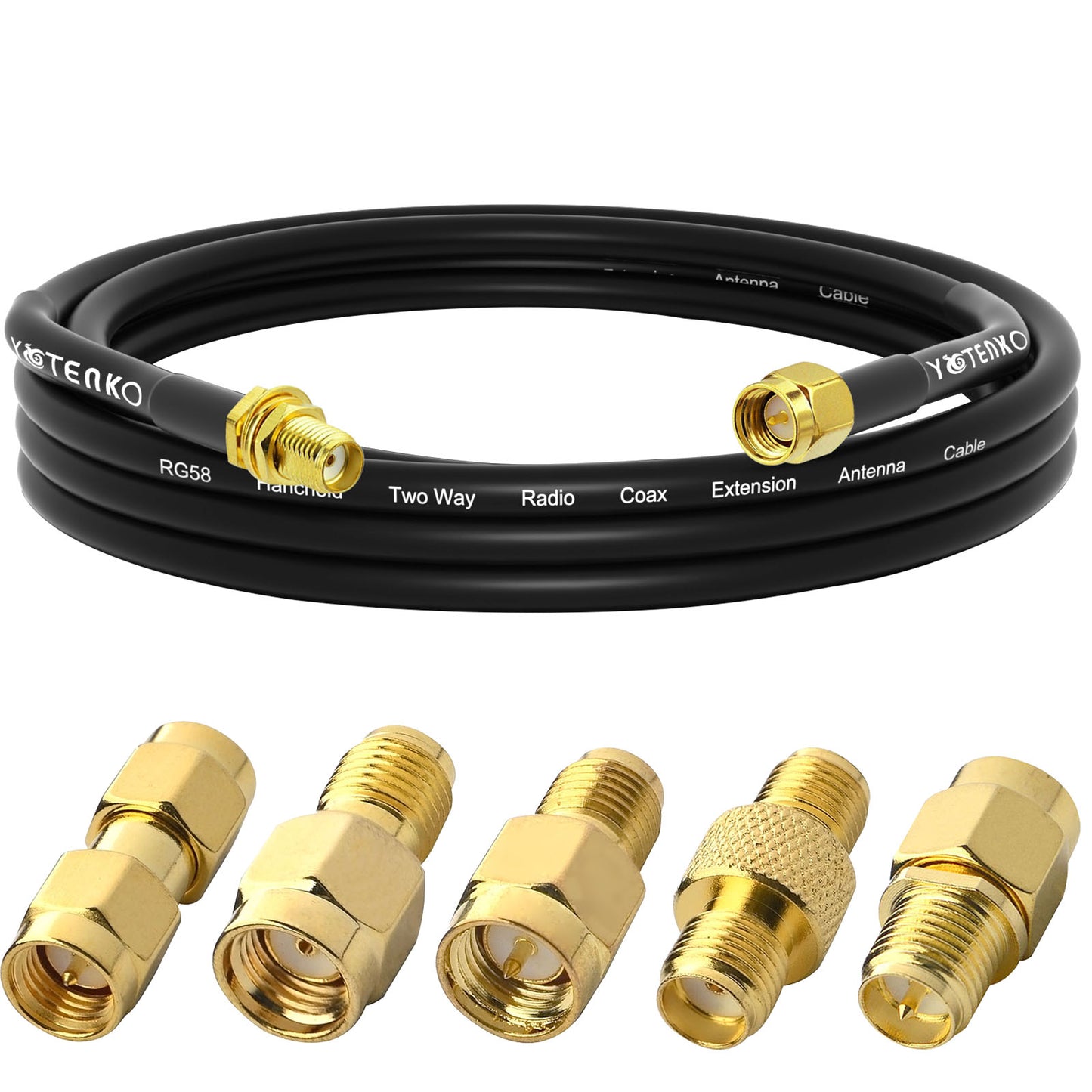 YOTENKO SMA Male to SMA Female RG58 Coaxial Cable + 5pcs SMA RF Coax Connector Set