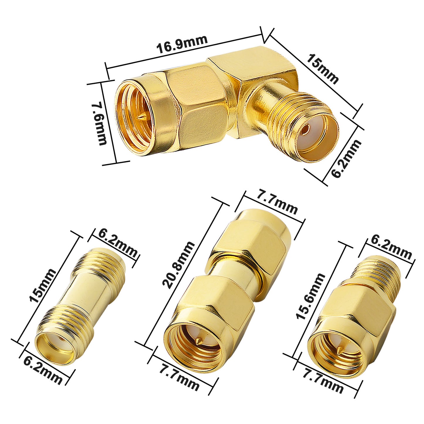 YOTENKO SMA Male Female Adapter 4-Pack SMA Adapter Connector Kit Antenna Cable Connector RF Coax Coaxial Adapter