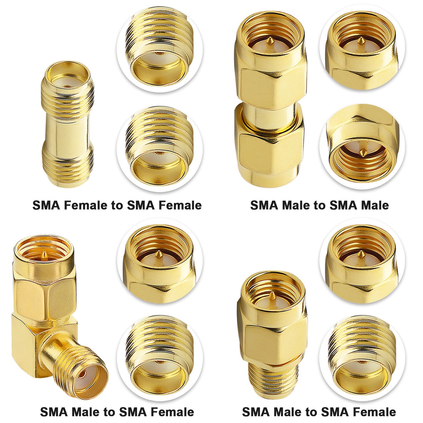 YOTENKO SMA Male Female Adapter 4-Pack SMA Adapter Connector Kit Antenna Cable Connector RF Coax Coaxial Adapter