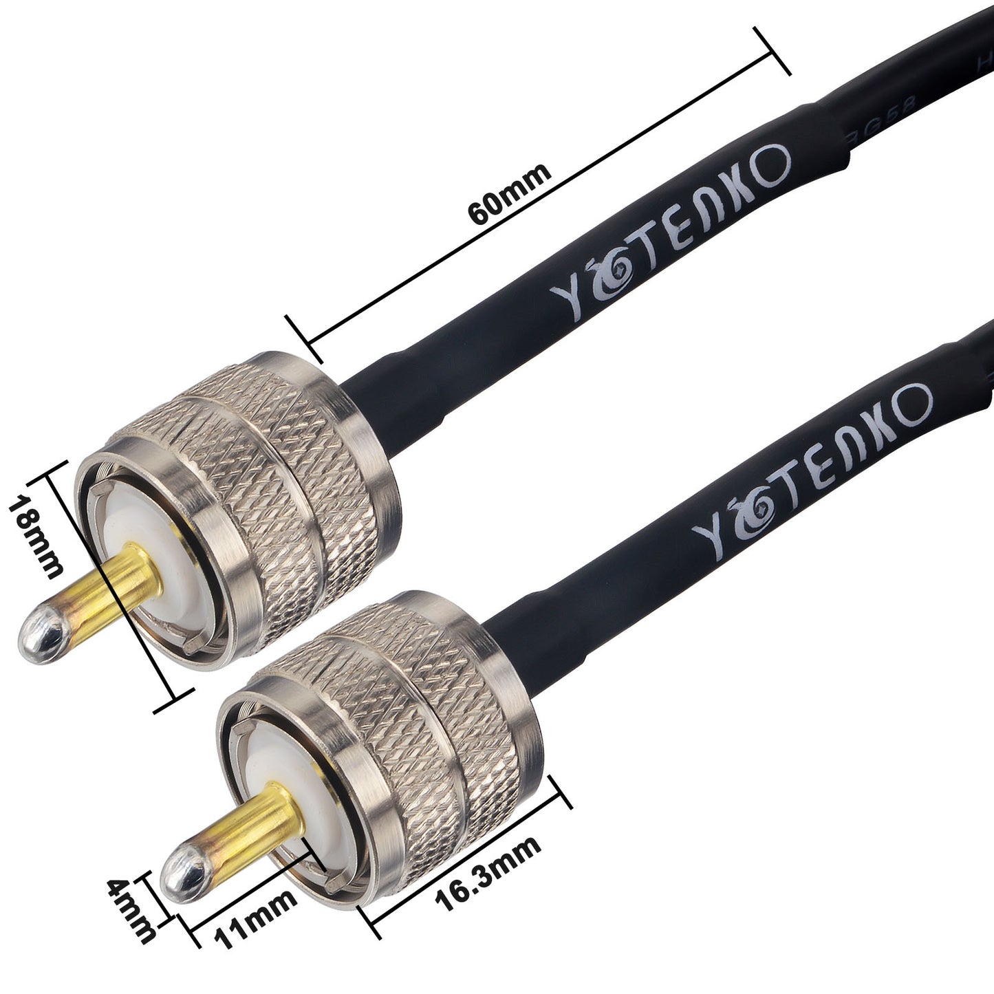 YOTENKO Ham Radio Coax Cable 50 Ohm,RG58 Coaxial Cable 49.2Ft,UHF PL259 Male to Male Cable + UHF SO239 Female to SMA/UHF/BNC Adapter 4-Pack