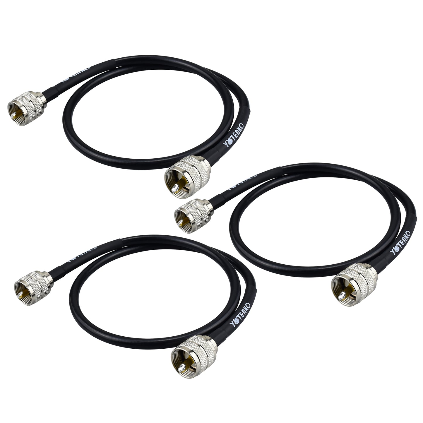 YOTENKO UHF PL259 Male to Male RG8x Jumper Cable 3-Pack Low Loss 50 Ohm