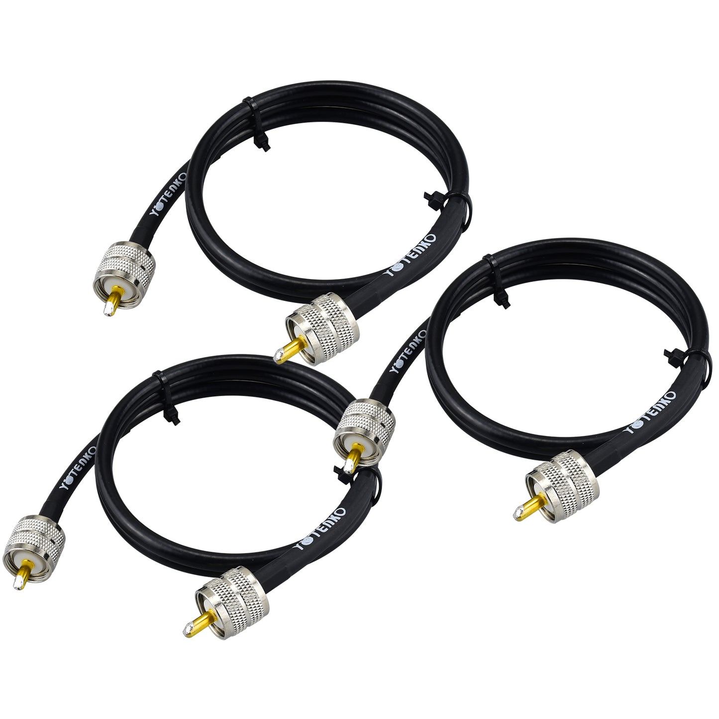 YOTENKO UHF PL259 Male to Male RG8x Jumper Cable 3-Pack Low Loss 50 Ohm