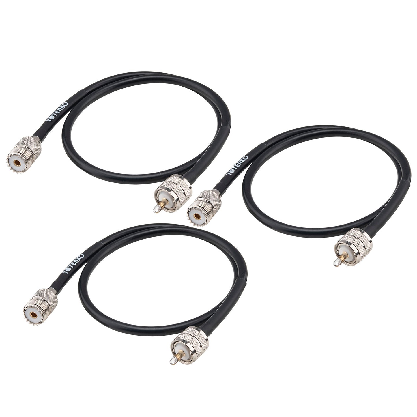 YOTENKO RG8X Jumper Coaxial Cable Short 3-Pack, UHF Male PL259 to Female SO239 RF Coax Connector Adapter Cable CB Antenna Cable Low Loss 50 Ohm