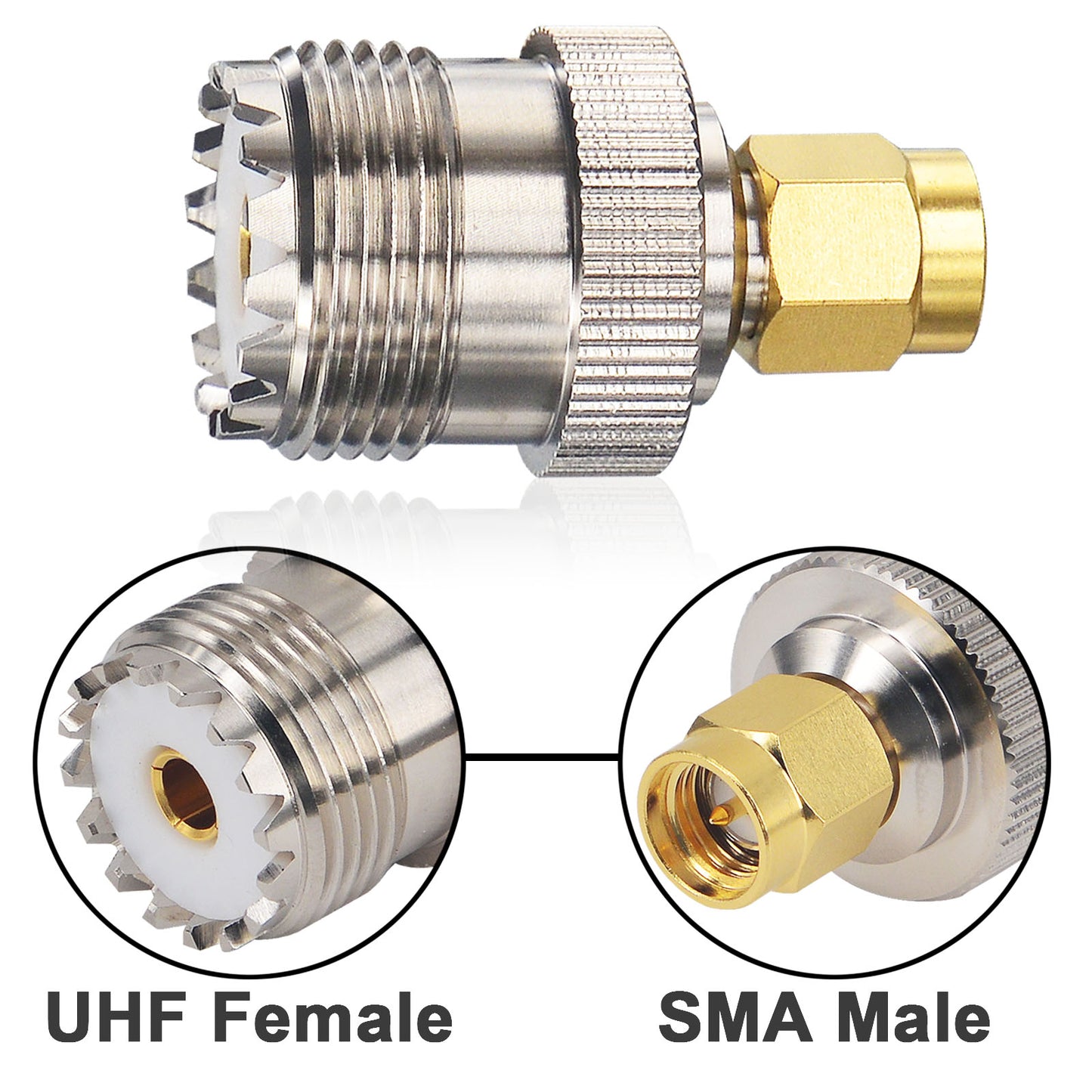 YOTENKO Ham Radio Adapter SMA Male to UHF SO239 Female Adapter RF Connectors for CB Radio,Ham Radio Antenna,Walkie Talkie,Amateur Radio Pack of 2