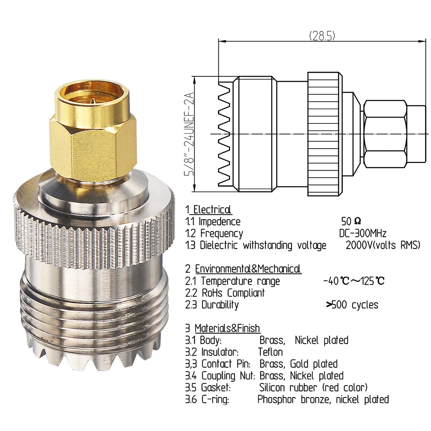 YOTENKO Ham Radio Adapter SMA Male to UHF SO239 Female Adapter RF Connectors for CB Radio,Ham Radio Antenna,Walkie Talkie,Amateur Radio Pack of 2