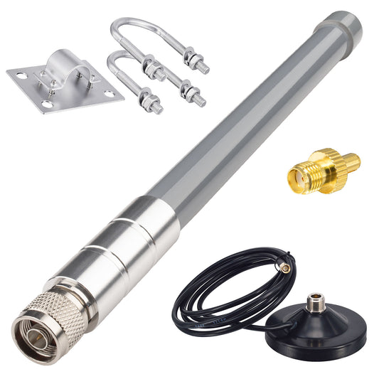 YOTENKO 4G Cellular LTE 5dBi N-Type Male Connector Fiberglass Antenna 12" + Strong Magnetic Base w/10FT Cable