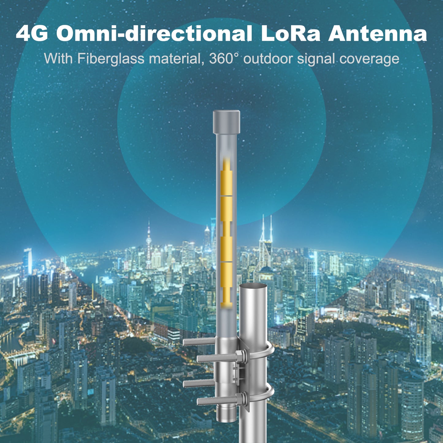 YOTENKO 4G Cellular LTE 5dBi N-Type Male Connector Fiberglass Antenna 12" + Strong Magnetic Base w/10FT Cable