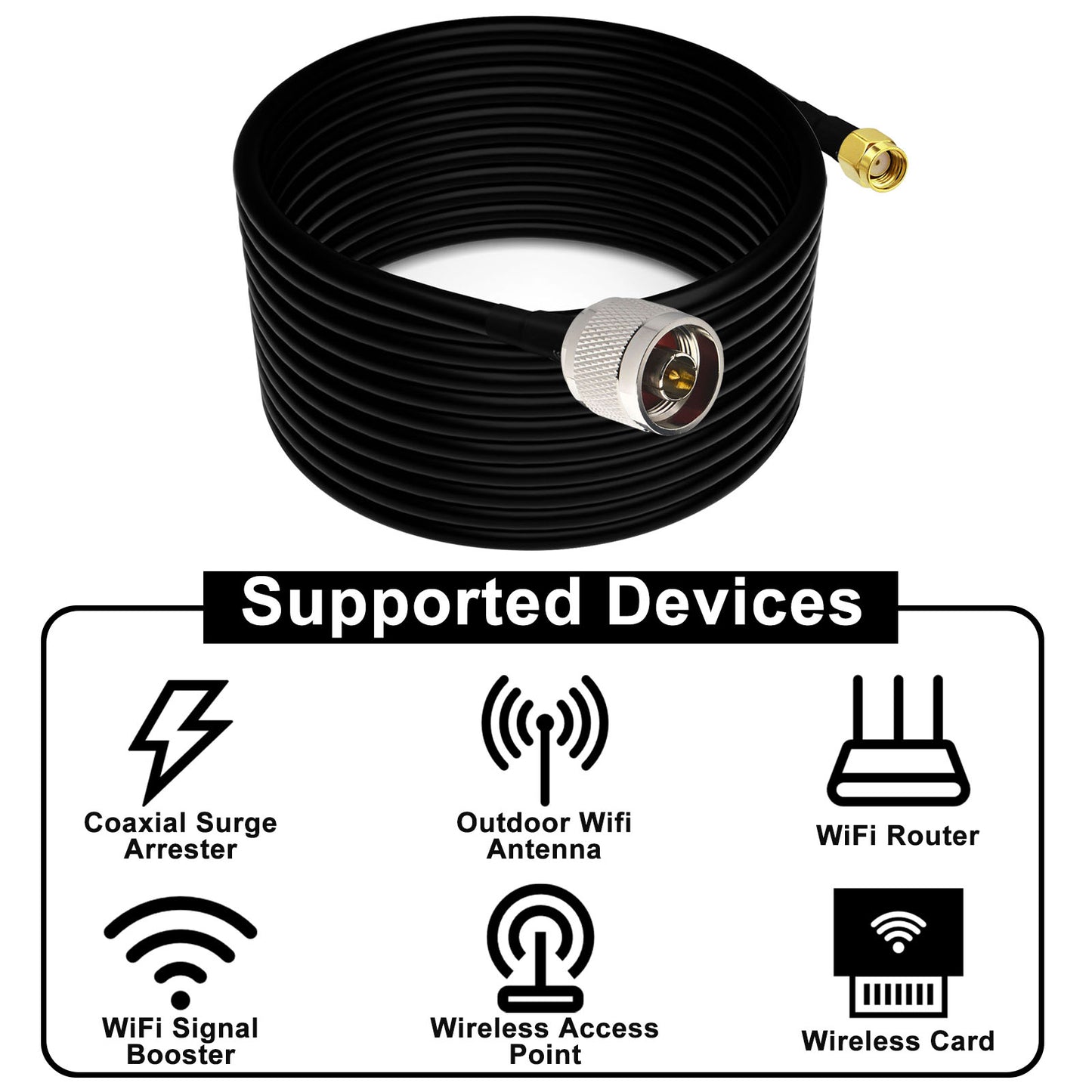 YOTENKO N Male to RP-SMA Male Lora Antenna Cable Reverse SMA N Male Pigtail