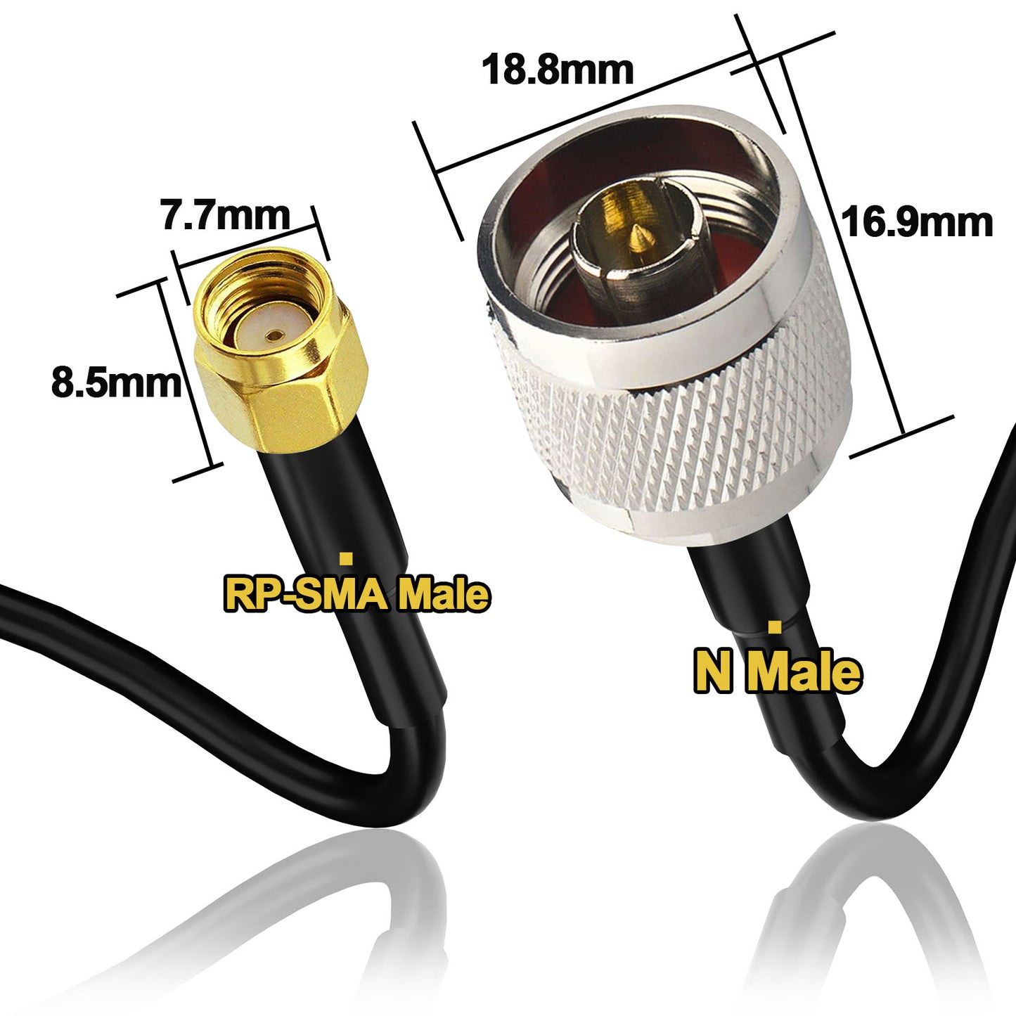 YOTENKO N Male to RP-SMA Male Lora Antenna Cable Reverse SMA N Male Pigtail