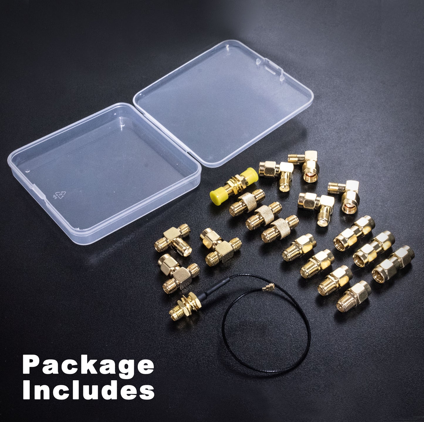 YOTENKO SMA Connectors Kit 18 Type SMA RP-SMA Adapter 90° and Straight Plug and Jack SMA Connector Goldplated Brass RF Coax Connectivity Set