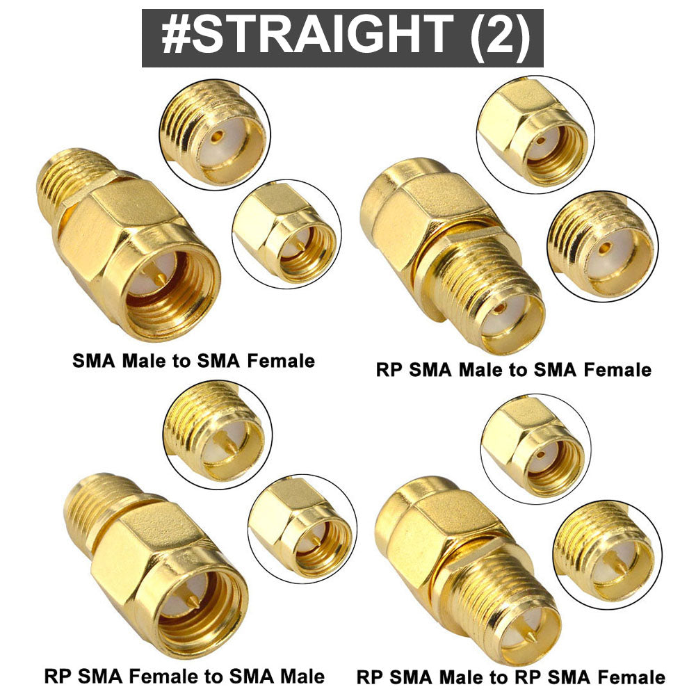 YOTENKO SMA Connectors Kit 18 Type SMA RP-SMA Adapter 90° and Straight Plug and Jack SMA Connector Goldplated Brass RF Coax Connectivity Set