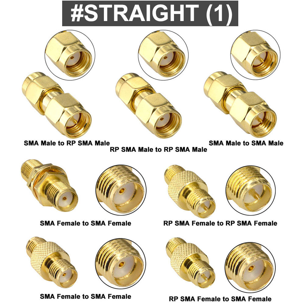 YOTENKO SMA Connectors Kit 18 Type SMA RP-SMA Adapter 90° and Straight Plug and Jack SMA Connector Goldplated Brass RF Coax Connectivity Set