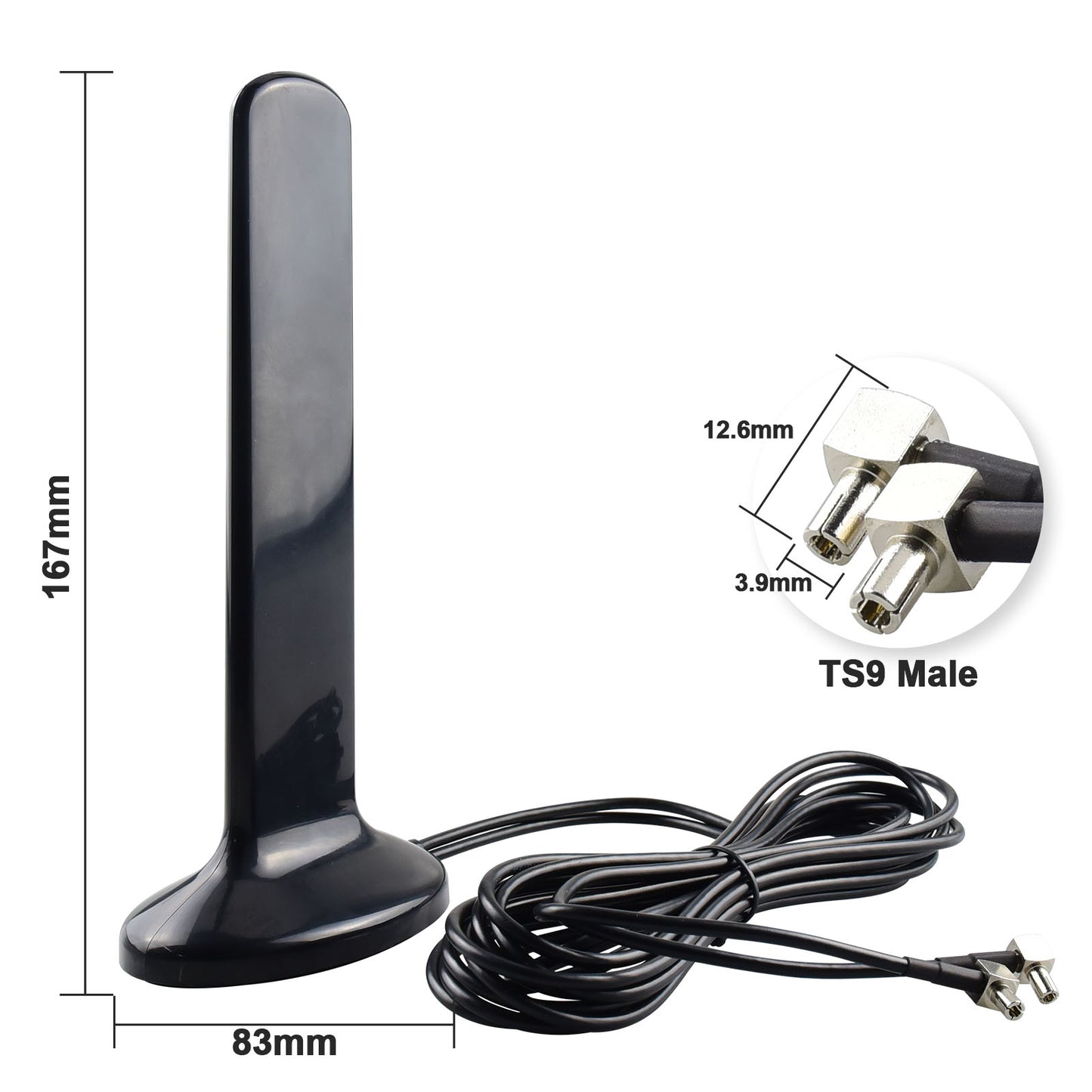 YOTENKO Dual TS9 Antenna 12dBi 4G/LTE/5G 700-5900MHz Omni Antenna with Cable(2M/6.56FT)