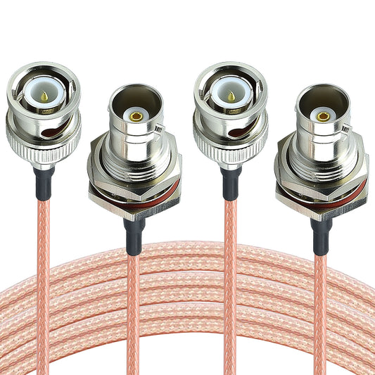 YOTENKO BNC Male to BNC Female Bulkhead Mount Coaxial Cable 2-Pack 50 Ohm BNC Extension Cable RG316 Extension Coaxial Line Cable