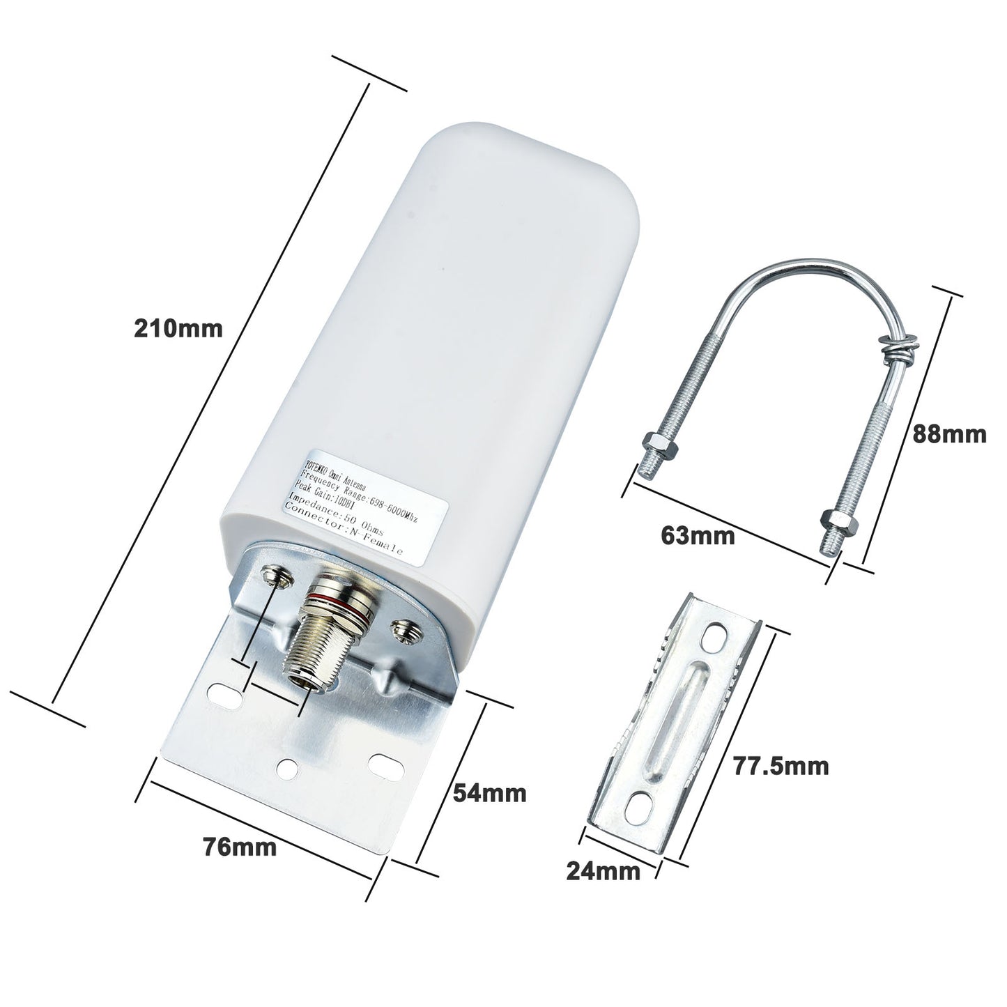 YOTENKO 4G LTE 5G Antenna High Gain 10 dBi Omni-Directional Outdoor Antenna with N Female Connector Pole/Wall Mount