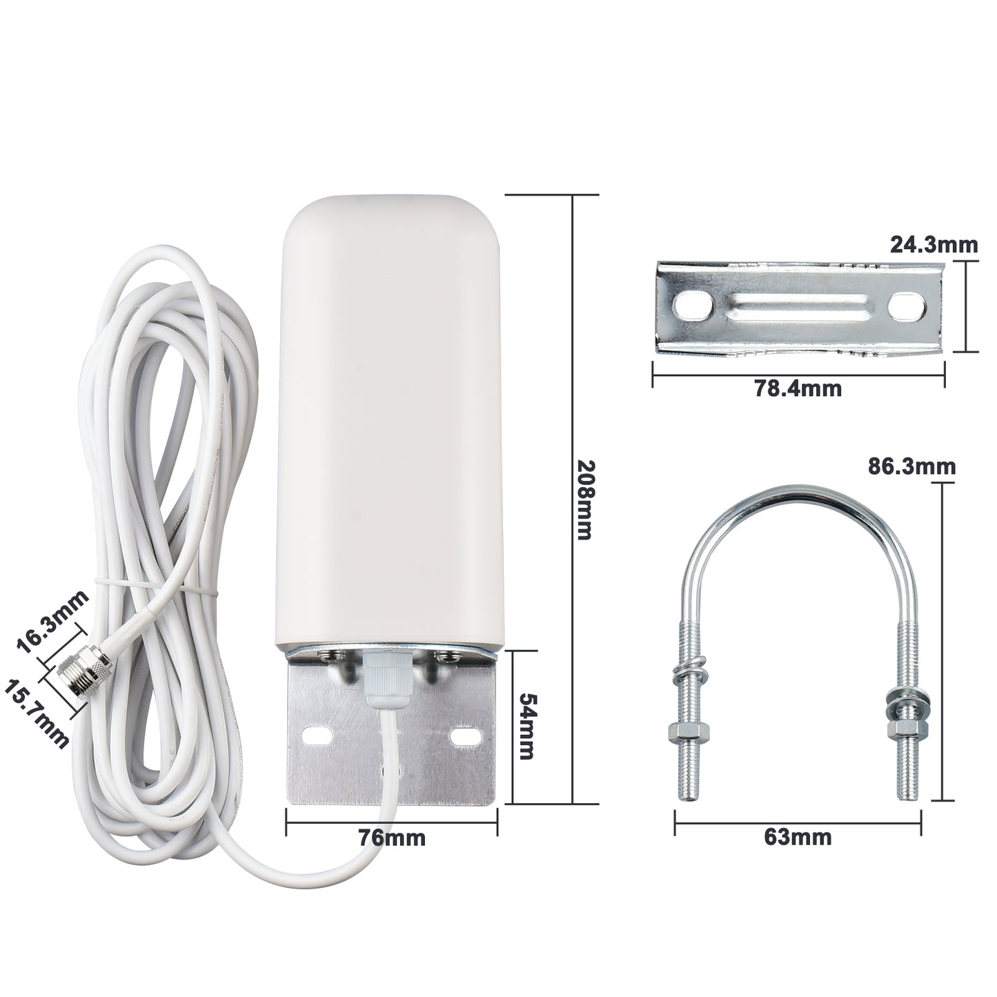 YOTENKO High Gain 10 dBi Wideband Omni Directional Outdoor Antenna 4G / LTE / 5G with N Female Connector, Pole/Wall Mount Antenna