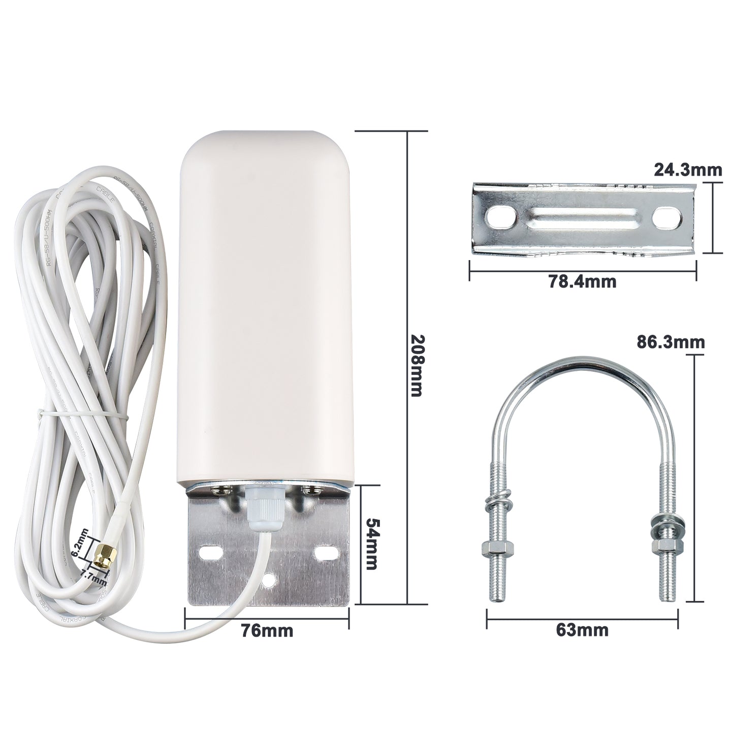 YOTENKO 5G 4G LTE Cellular Antenna High Gain 10dBi Omni-Directional Outdoor Antenna with SMA Male Connector (5M Cable), Long Range Pole/Wall Mount Wide Band