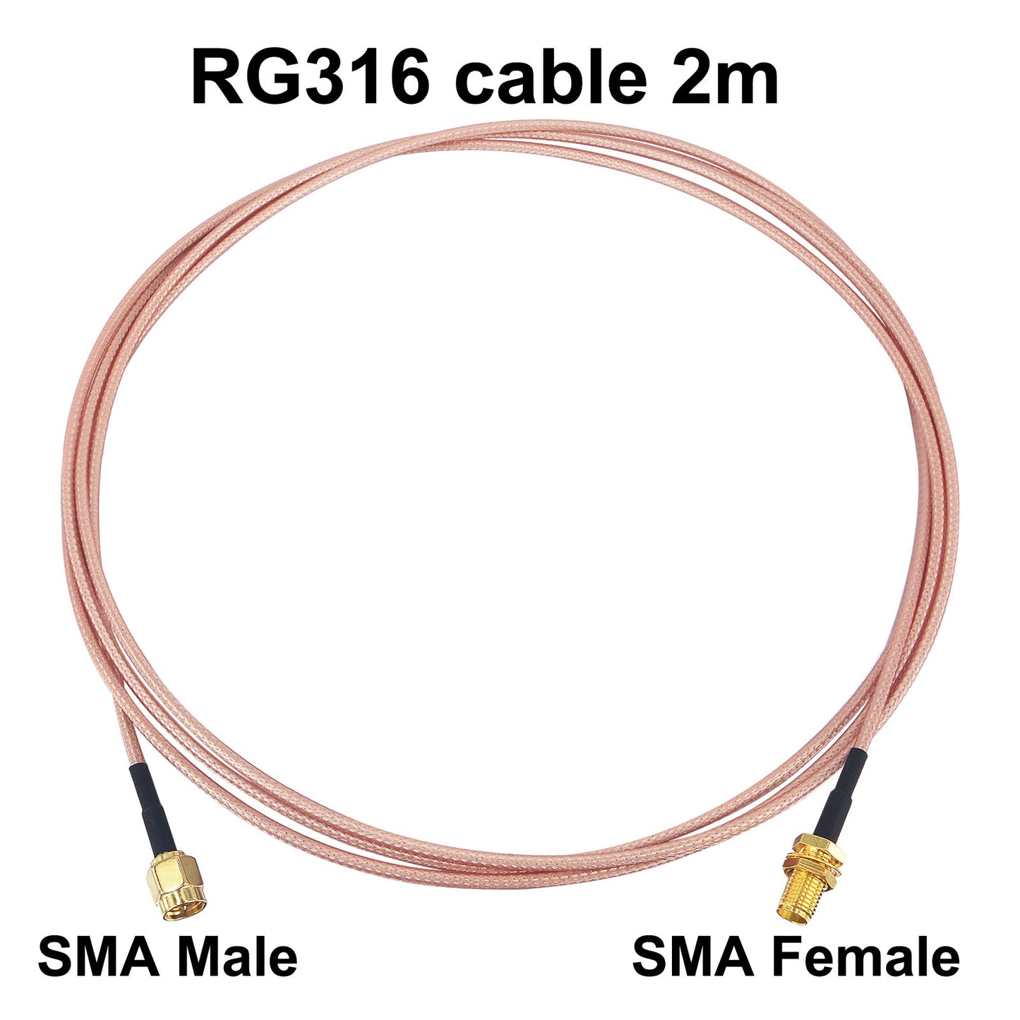 YOTENKO SMA Male to SMA Female Bulkhead Mount Cable 2M 6.5FT RF Connector RG316 SMA Antenna Extension Cable