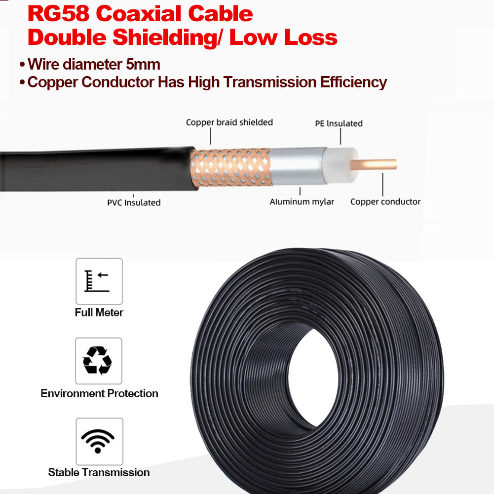 YOTENKO SMA Male to SMA Male Cable, RG58 Coaxial Cable SMA Male Adapter Extension Antenna Cable 50 Ohm