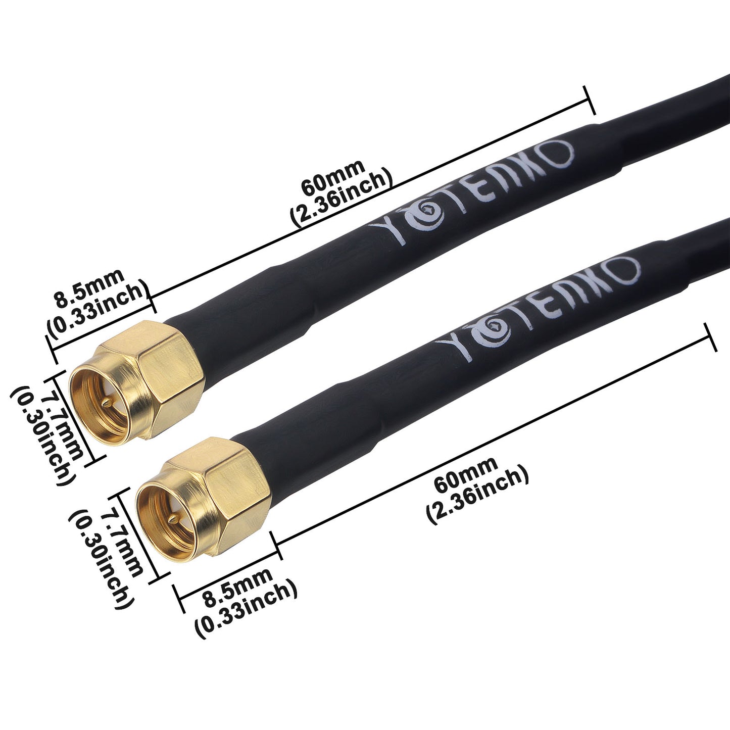 YOTENKO SMA Male to SMA Male Cable, RG58 Coaxial Cable SMA Male Adapter Extension Antenna Cable 50 Ohm