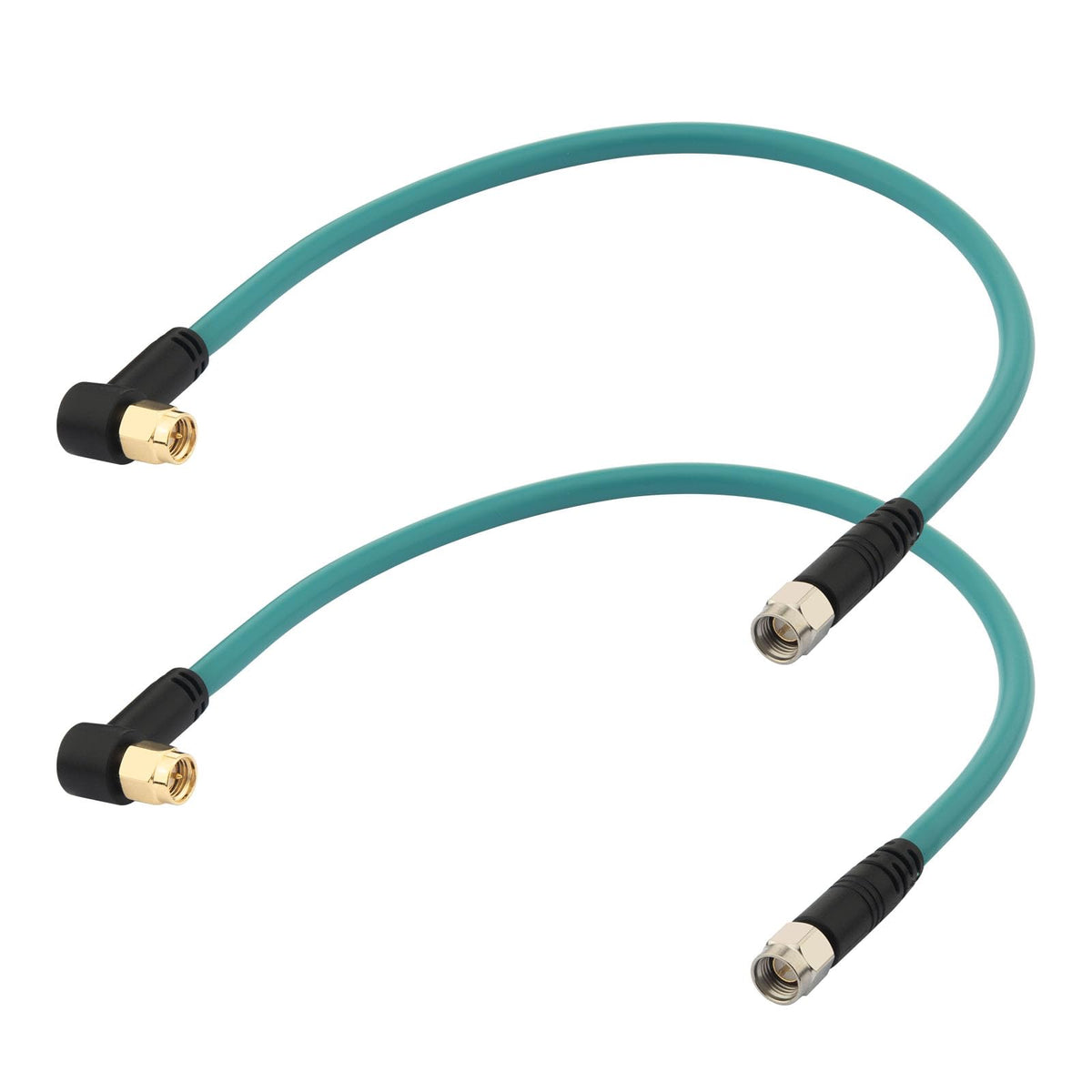 YOTENKO RG142 SMA Male to Right-Angle SMA Male Coaxial Cable, 50 Ohm - 12 Inch / 30 cm / 2 Pack