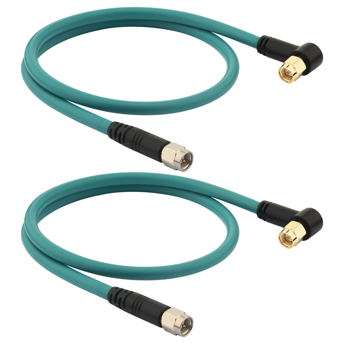 YOTENKO RG142 SMA Male to Right-Angle SMA Male Coaxial Cable, 50 Ohm - 20 Inch / 50 cm / 2 Pack