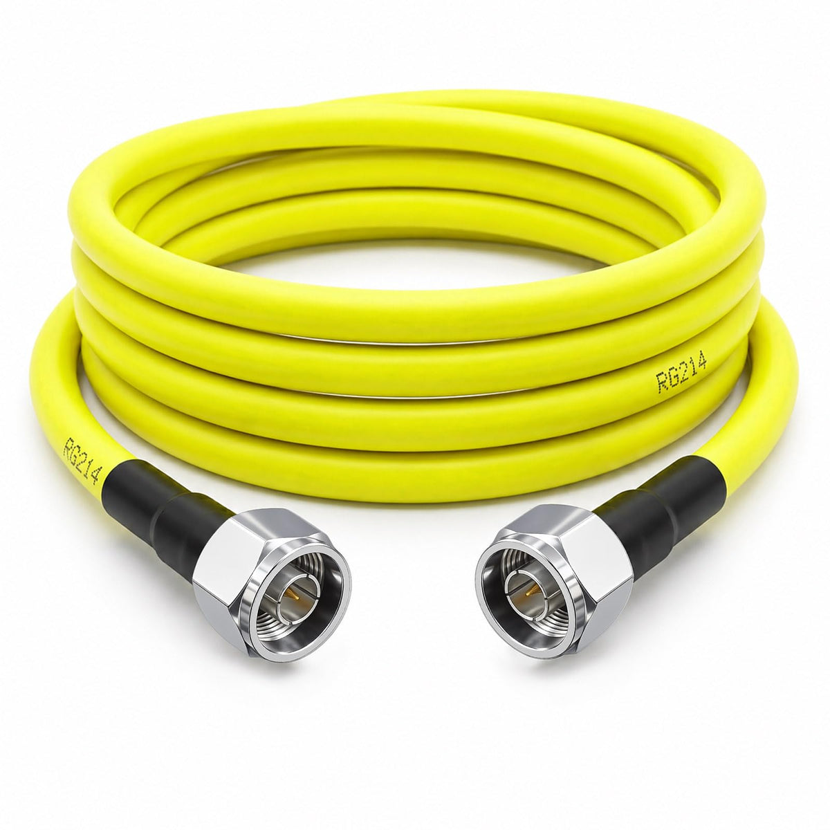 YOTENKO RG214 N Male to N Male Coaxial Cable, 50 Ohm, Yellow PUR Jacket - 10 FT