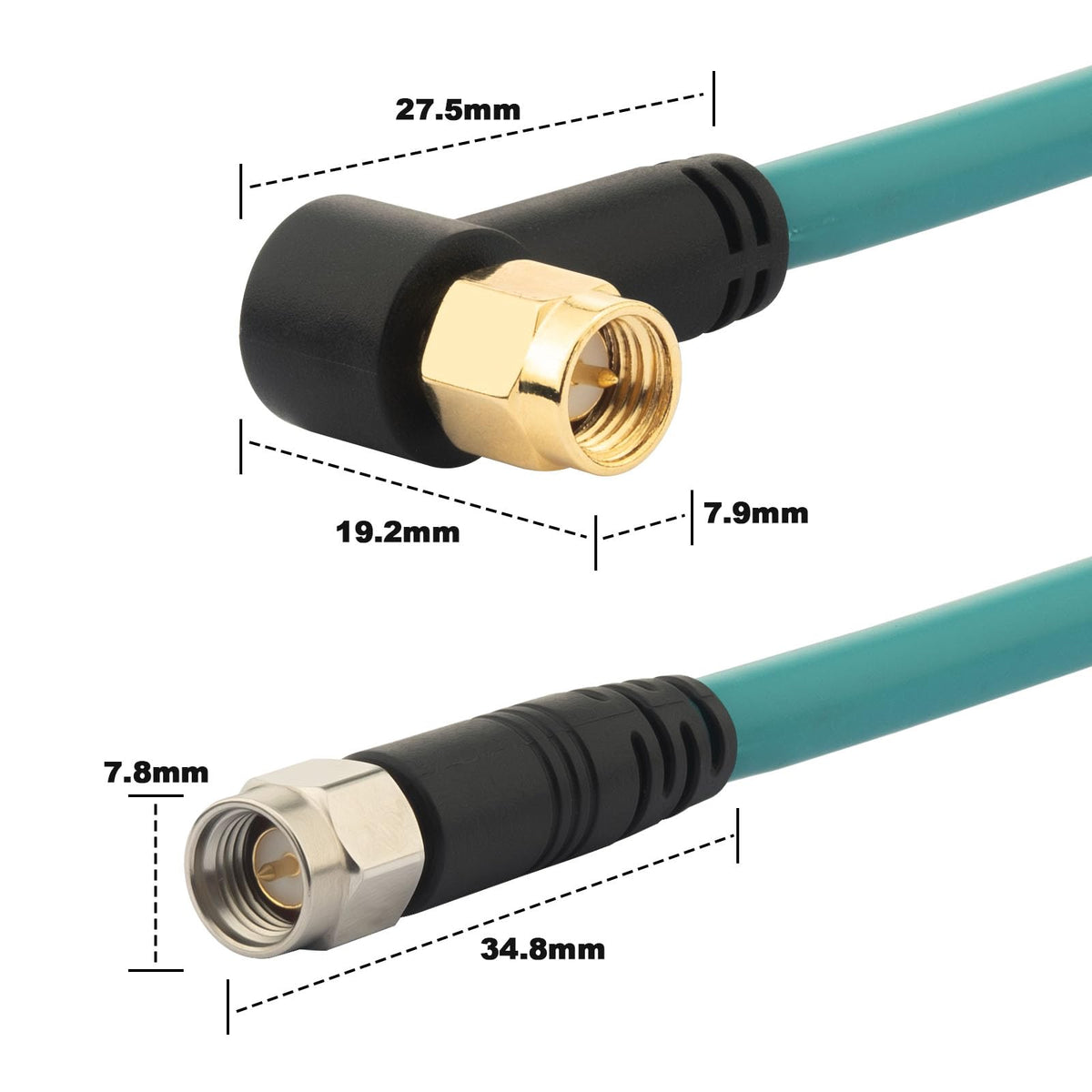 YOTENKO RG142 SMA Male to Right-Angle SMA Male Coaxial Cable, 50 Ohm - product details
