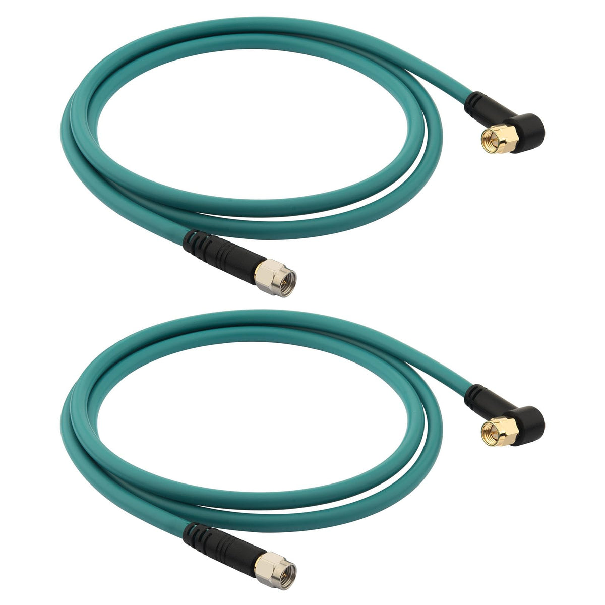YOTENKO RG142 SMA Male to Right-Angle SMA Male Coaxial Cable, 50 Ohm - 3 FT / 1 m / 2 Pack
