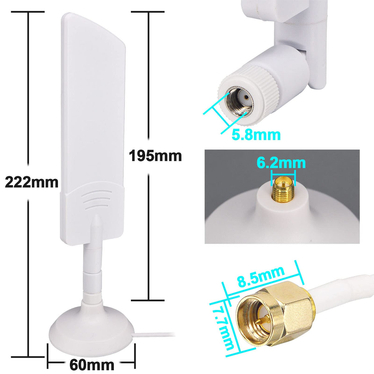 YOTENKO 4G LTE 5G Magnetic Antenna, 600-6000MHz, 5 m RG58 Cable - product details