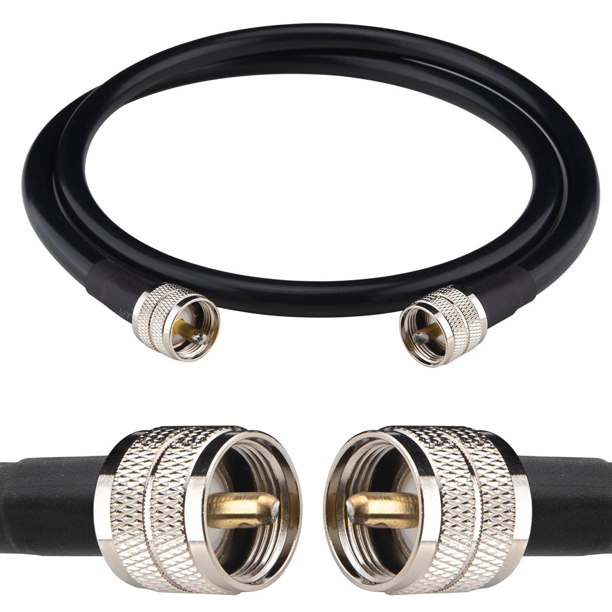 YOTENKO RG213 Coaxial Cable, PL259 Male to PL259 Male, 50 Ohm - 3.3 FT