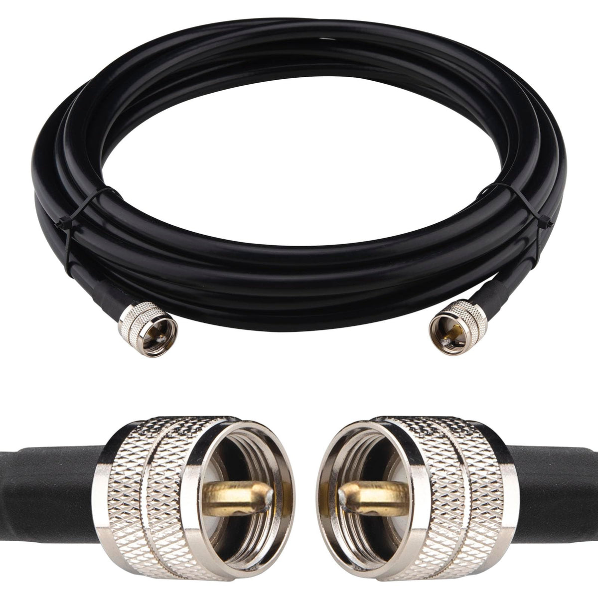 YOTENKO RG213 Coaxial Cable, PL259 Male to PL259 Male, 50 Ohm - 18 FT