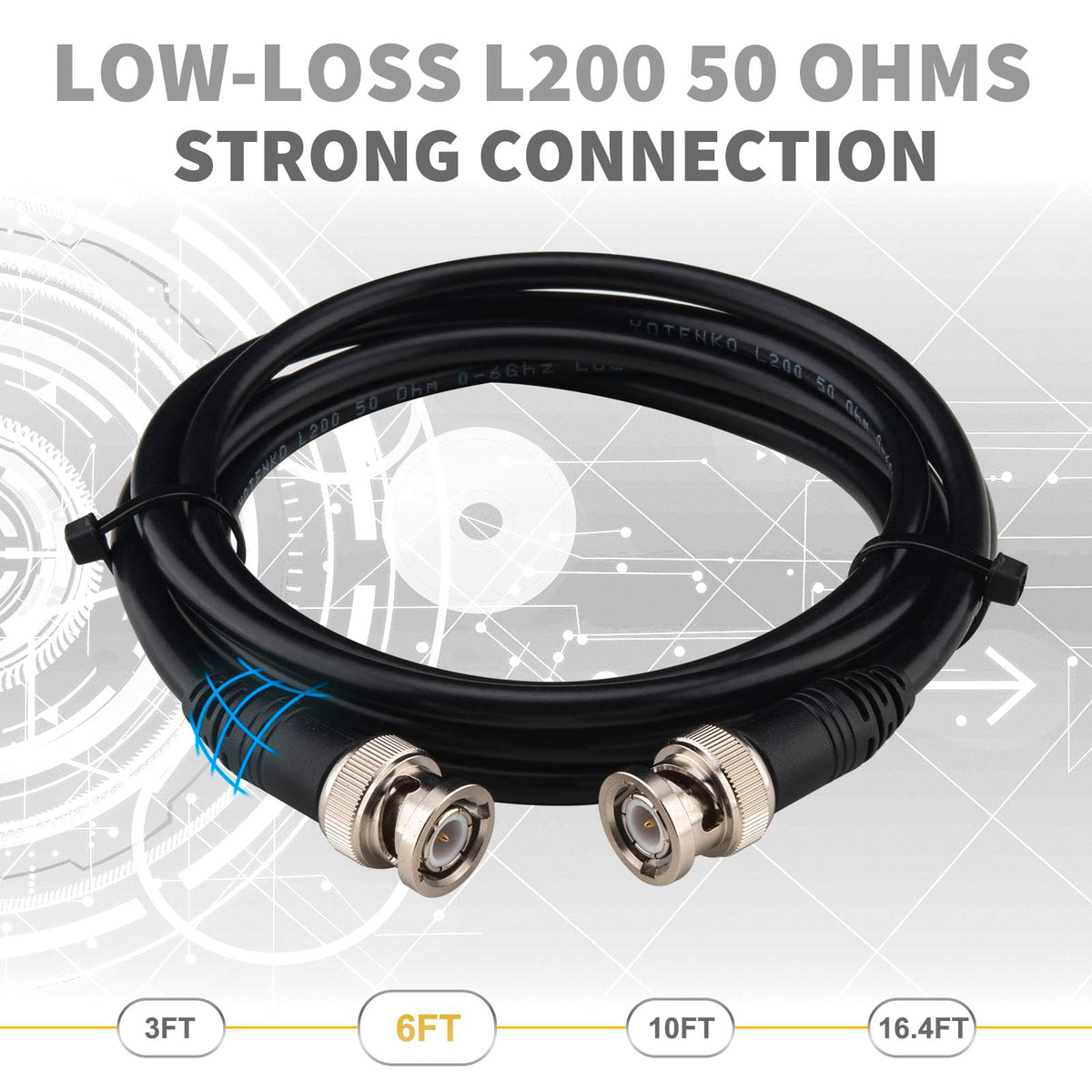 YOTENKO L200 BNC Male to BNC Male Coaxial Cable, 50 Ohm - product details
