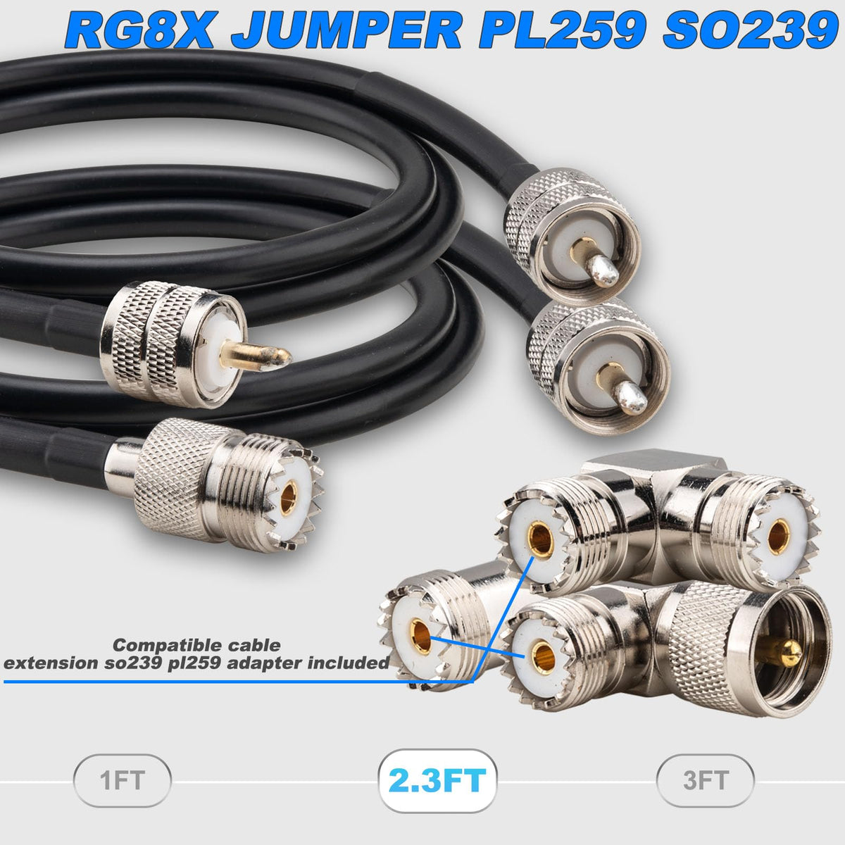 YOTENKO RG58 UHF Coaxial Extension Cable Set, PL259 SO239, 50 Ohm - product details