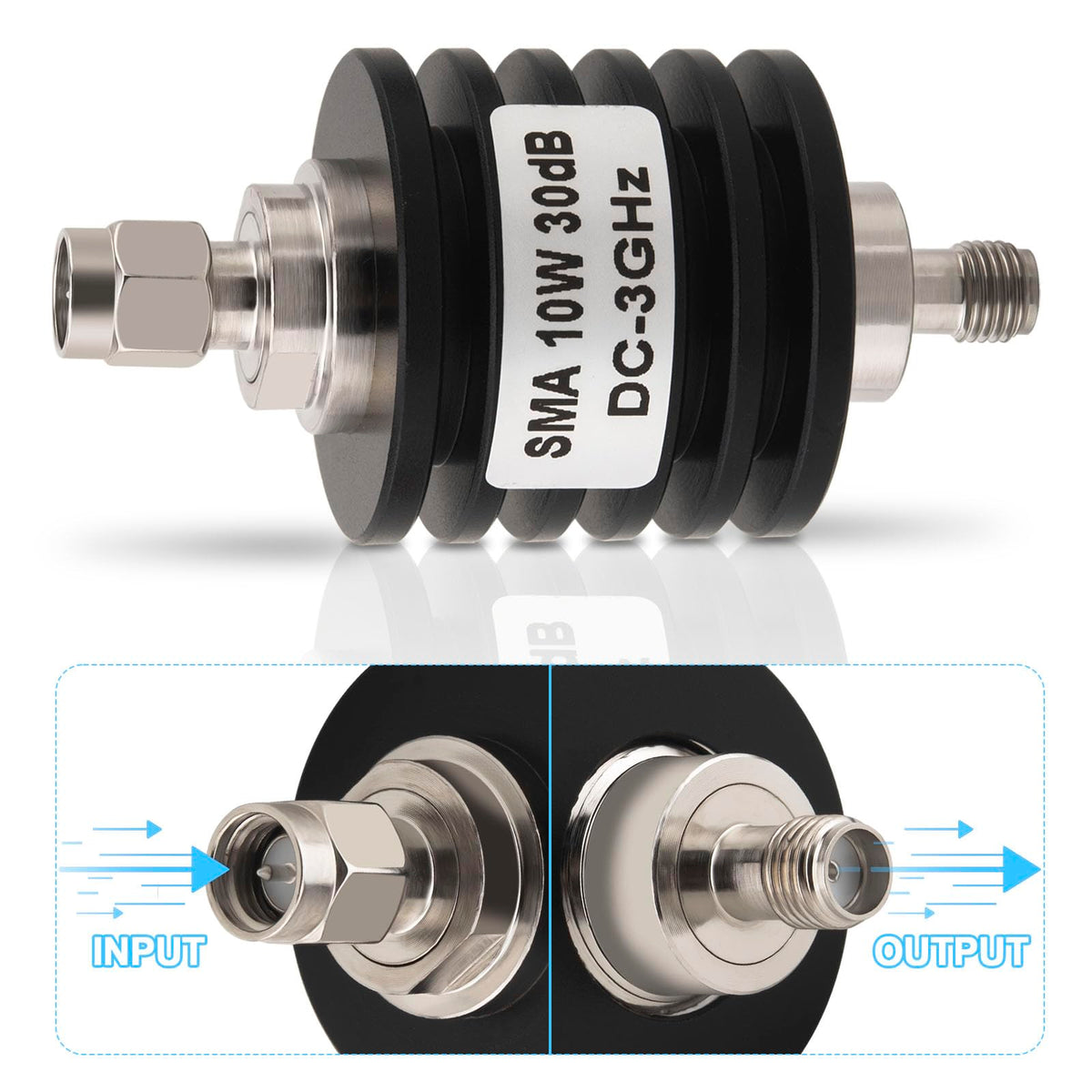 YOTENKO SMA RF Attenuator, 30dB, 10W, 50 Ohm, DC-3GHz - product details