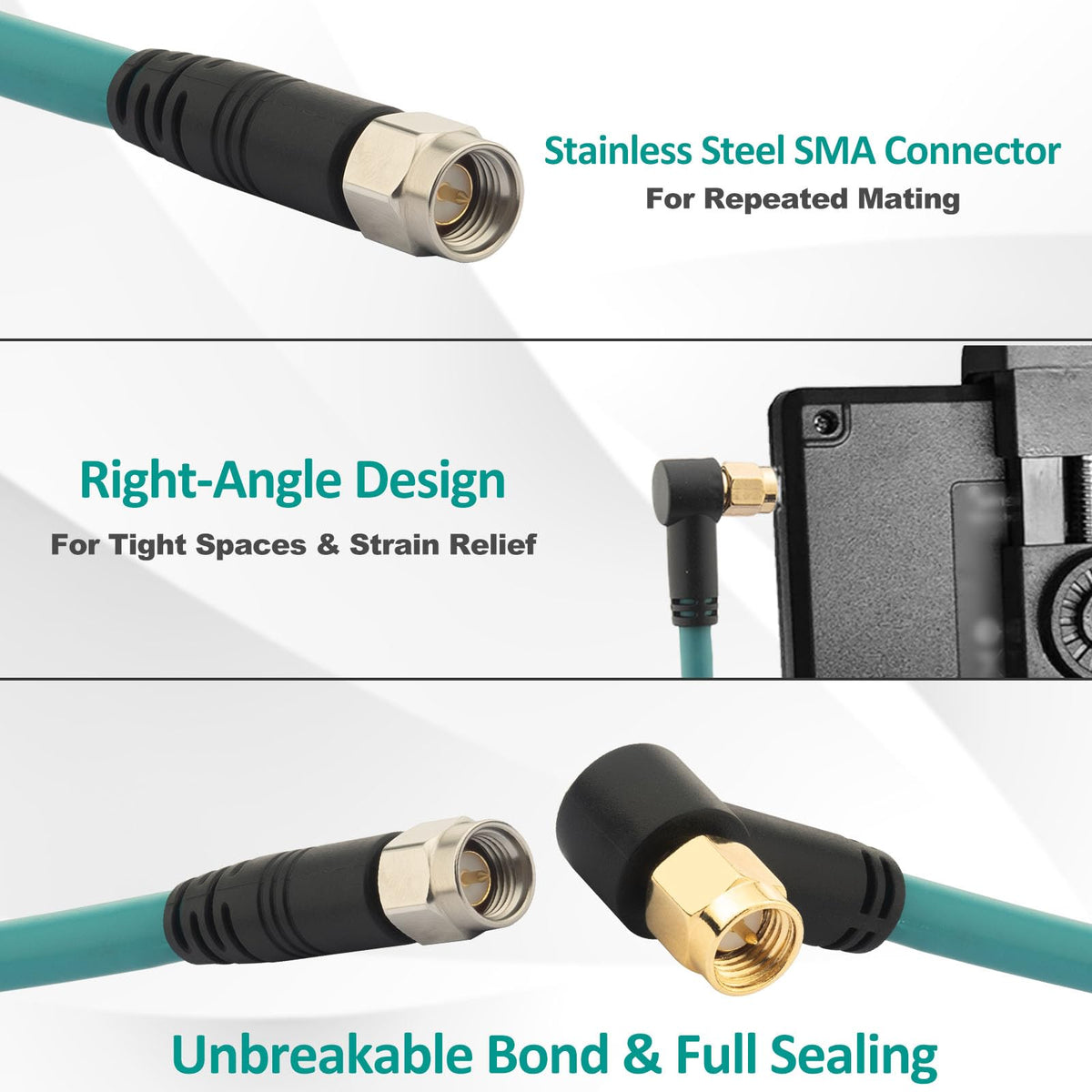 YOTENKO RG142 SMA Male to Right-Angle SMA Male Coaxial Cable, 50 Ohm - product details