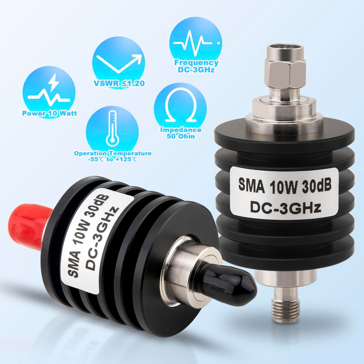 YOTENKO SMA RF Attenuator, 30dB, 10W, 50 Ohm, DC-3GHz - product details