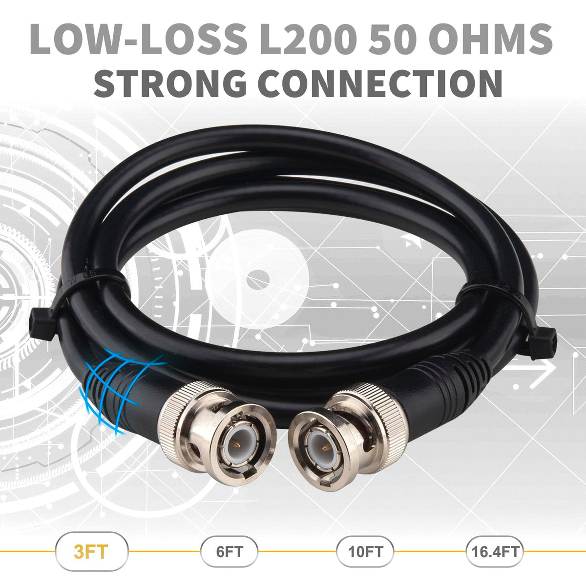 YOTENKO L200 BNC Male to BNC Male Coaxial Cable, 50 Ohm - product details