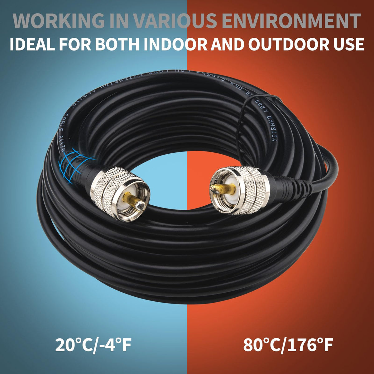 YOTENKO L200 Coaxial Cable, PL259 Male to PL259 Male, 50 Ohm - product details